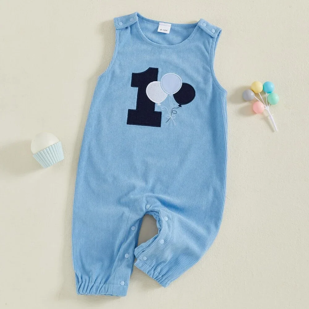 Lamuusaa Toddler Sky Blue Baby Boy Birthday Outfit Sleeveless One 12-18 M